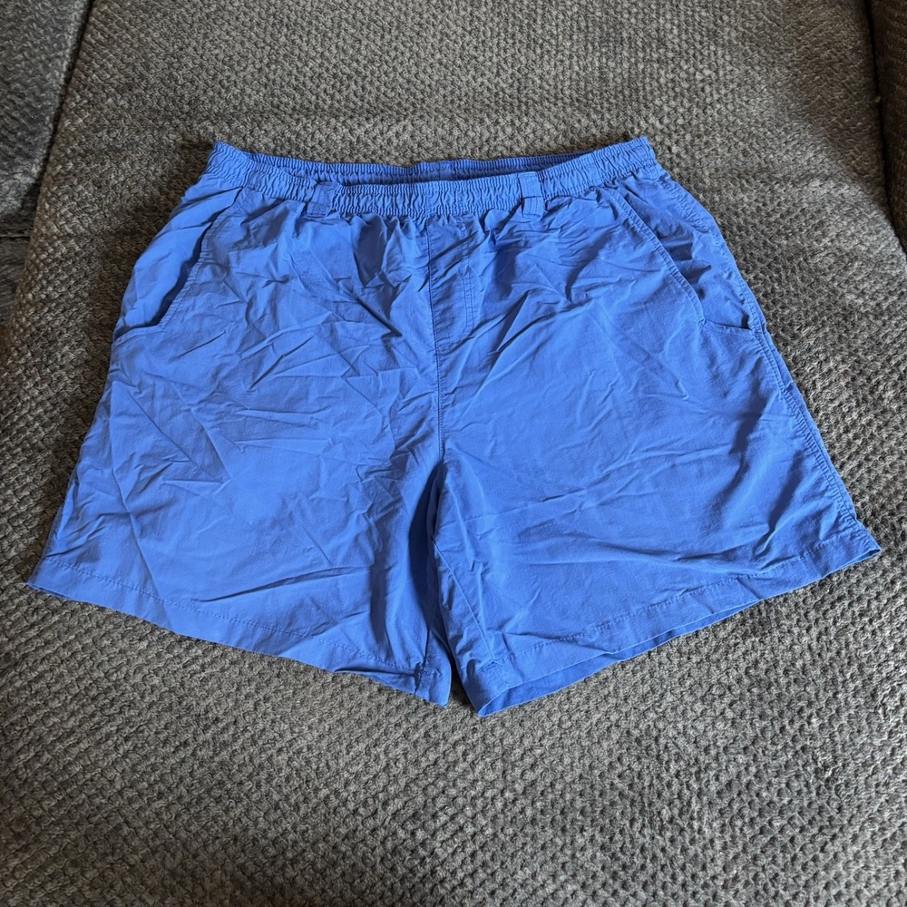 Blue Columbia PFG Shorts Men's Large Navy‎ 100% Nylon Mesh Liner Drawstring